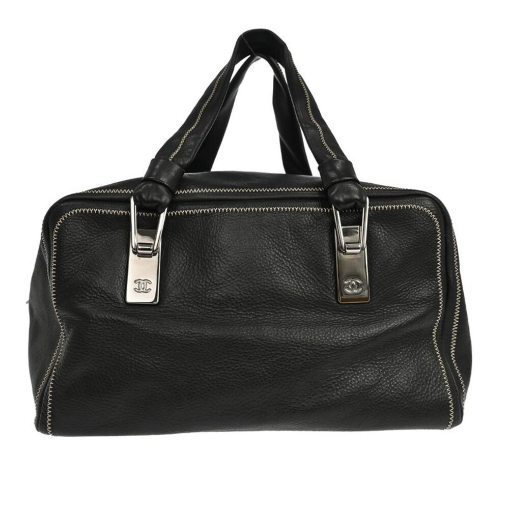 Chanel Vintage Bowler Lambskin Black Leather Handbag